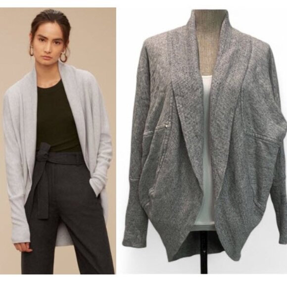 Aritzia Wilfred Diderot Cocoon Sweater Medium Grey Open Front Cardigan - Picture 1 of 16